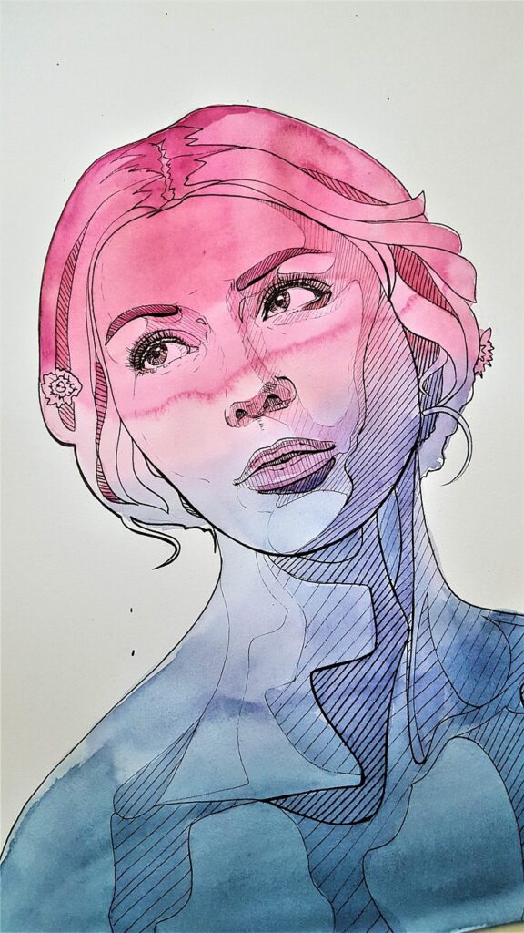 The Window of Tolerance: Why Sometimes We Can't Think Clearly Abstract portrait of a woman fading from red at the top to blue at the bottom, illustrating the window of tolerance and nervous system regulation.